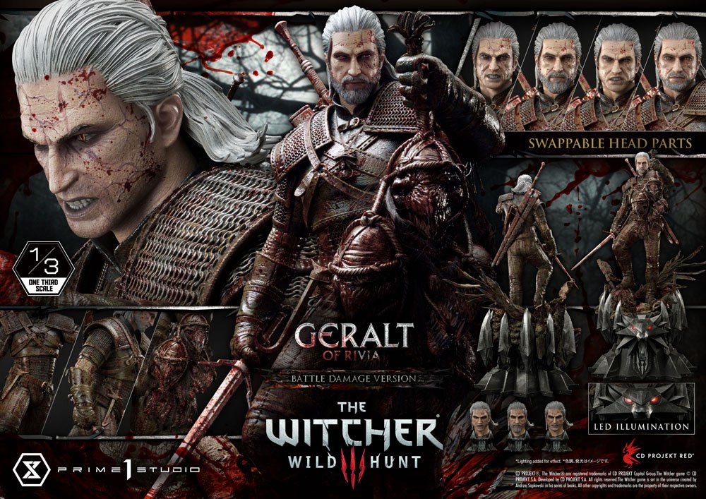 Witcher 3 Wild Hunt Statue 1/3 Geralt von Rivia Battle Damage Version 88 cm
