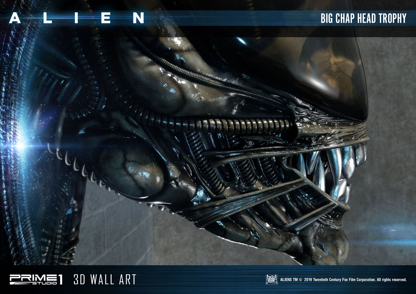 Alien 3D Wand-Relief Big Chap Head Trophy 58 cm