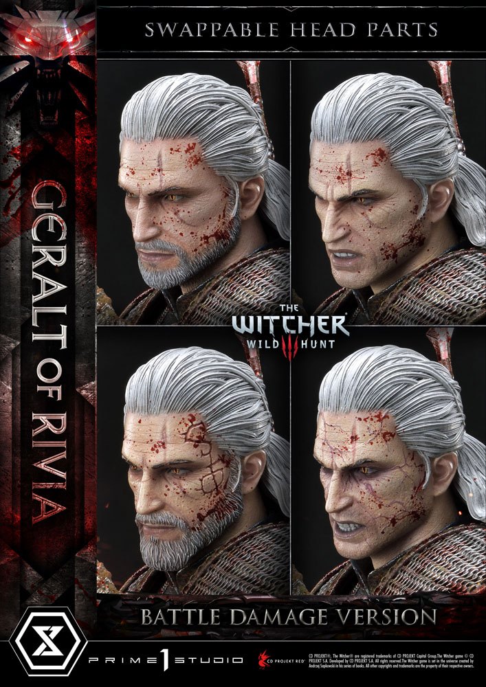 Witcher 3 Wild Hunt Statue 1/3 Geralt von Rivia Battle Damage Version 88 cm
