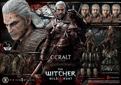 Witcher 3 Wild Hunt Statue 1/3 Geralt von Rivia Battle Damage Version 88 cm