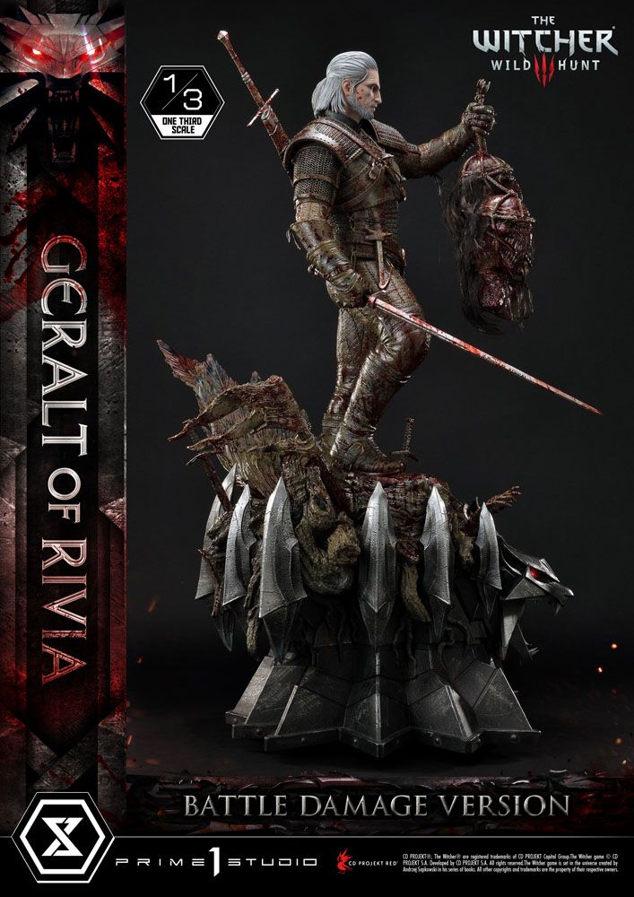 Witcher 3 Wild Hunt Statue 1/3 Geralt von Rivia Battle Damage Version 88 cm