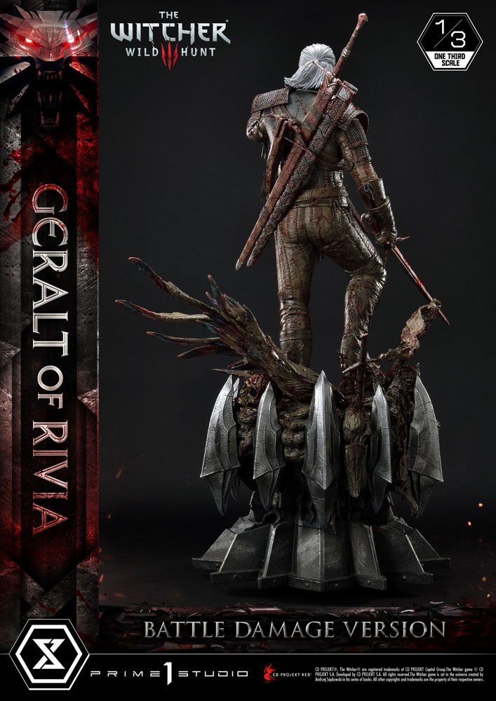 Witcher 3 Wild Hunt Statue 1/3 Geralt von Rivia Battle Damage Version 88 cm