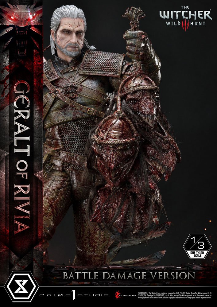 Witcher 3 Wild Hunt Statue 1/3 Geralt von Rivia Battle Damage Version 88 cm