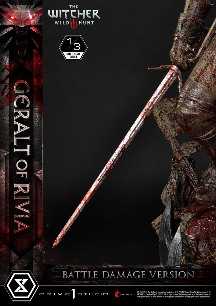 Witcher 3 Wild Hunt Statue 1/3 Geralt von Rivia Battle Damage Version 88 cm