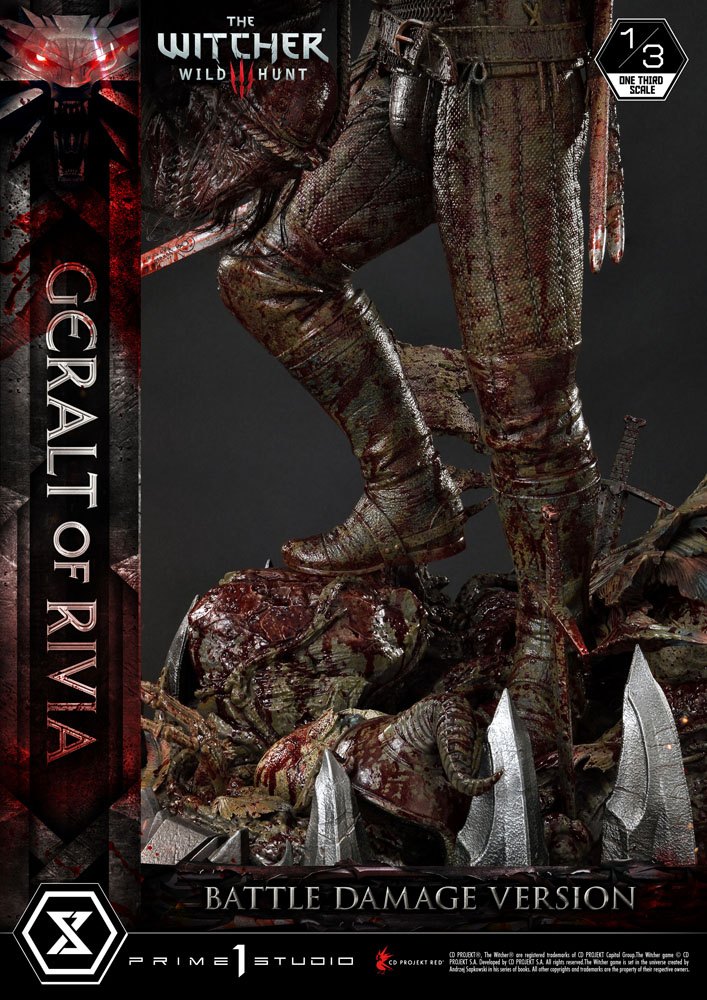 Witcher 3 Wild Hunt Statue 1/3 Geralt von Rivia Battle Damage Version 88 cm