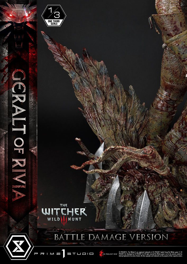 Witcher 3 Wild Hunt Statue 1/3 Geralt von Rivia Battle Damage Version 88 cm