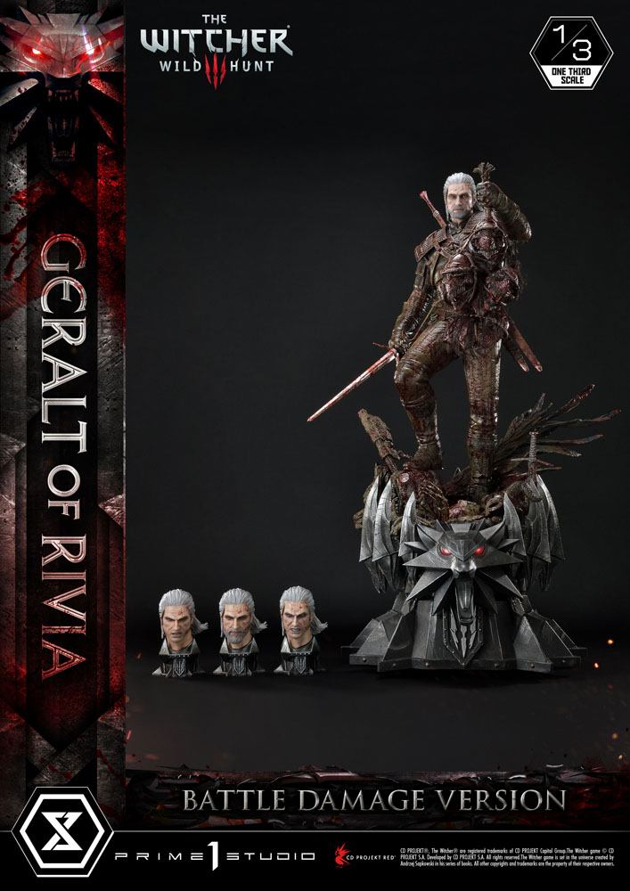 Witcher 3 Wild Hunt Statue 1/3 Geralt von Rivia Battle Damage Version 88 cm